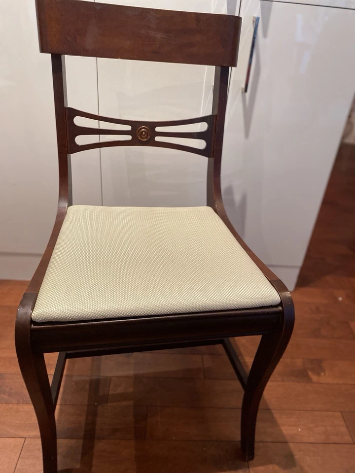 Antigua silla de caoba Regency original 1830 retapizada abuela antigüedades Foto 3 de 4