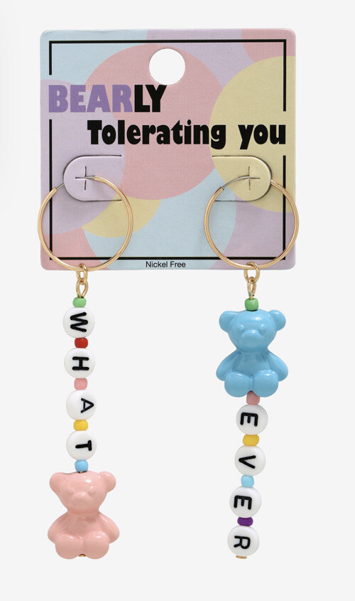Kawaii Bear Earrings “Bearly Tolerating You”