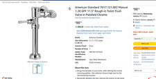 American Standard 7017.121.002 Manual 1.28 GPF 11.5" Rough-in Toilet Flush Valve