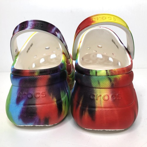 Crocs Classic Bae Tie Dye Rainbow Clogs Sole Platform Multicolor Women's 8 RARE! - Picture 5 of 11
