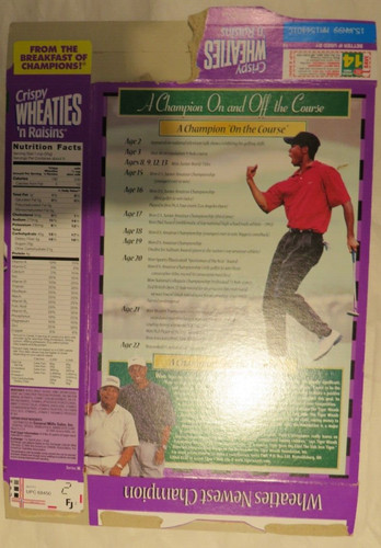Tiger Woods Crispy Wheaties Cereal Box - Empty and Flatten