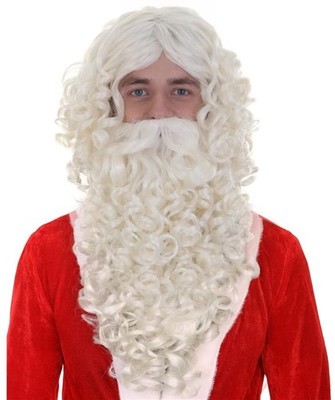 Weihnachtsmann Bart und weiße Perücke Set - Weihnachtsmann Kostüm Zubehör für AduLTS