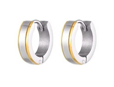 Titan Titanium Klappcreolen Kreolen Ohrringe Bicolor Damen Herren matt vergoldet