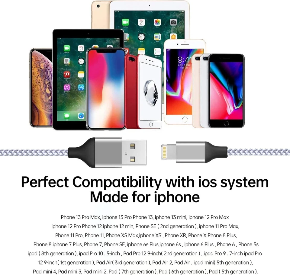 Fast 3 Pack iPhone Cables 6FT Charging Cables for Apple Devices MFi Certified - Image 2 of 4