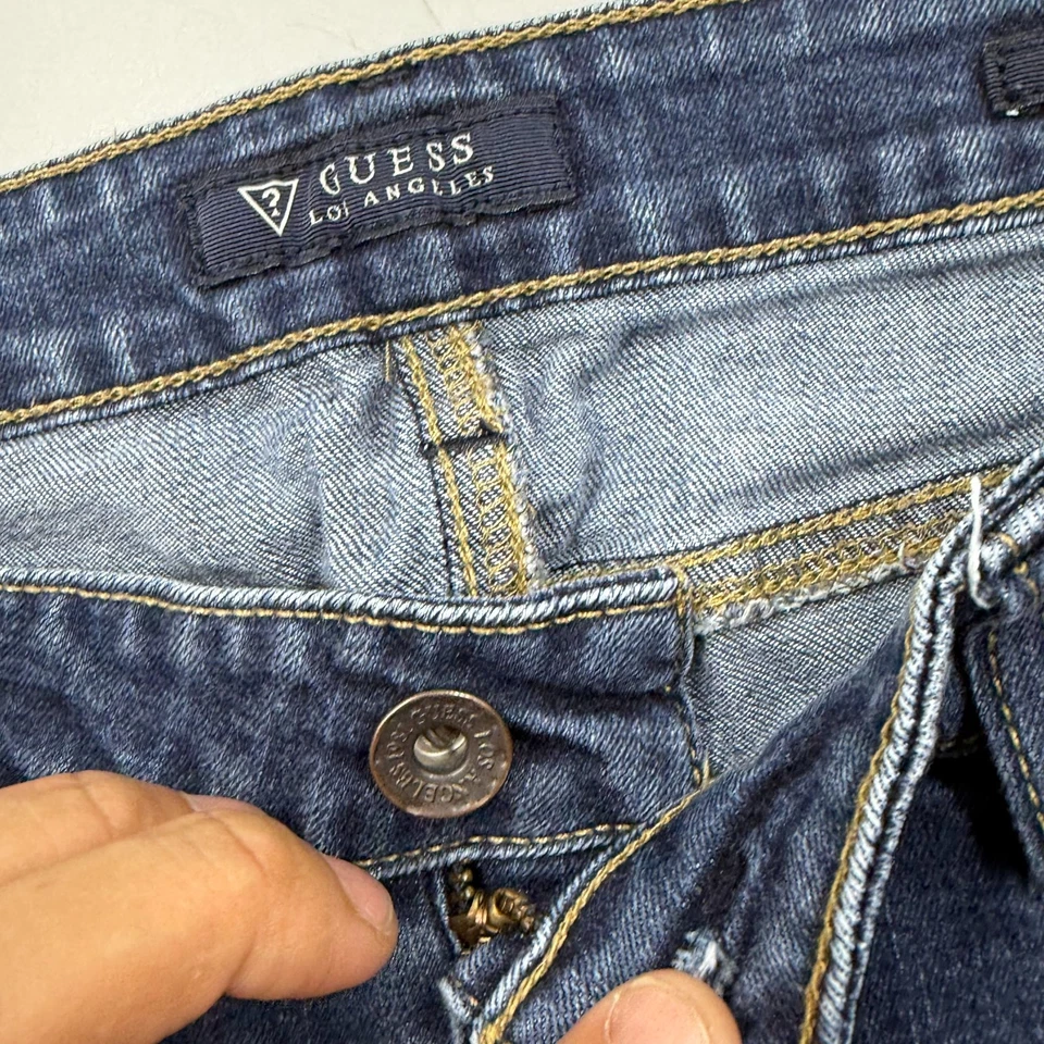 Guess Los Angeles Womens Power Skinny Low Jeans Size 32 Blue Cotton Blend Jeans - Image 3 of 4