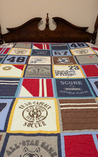 Pottery Barn Kids Patchwork Sports Quilt Multicolor soccer football Twin /Queen