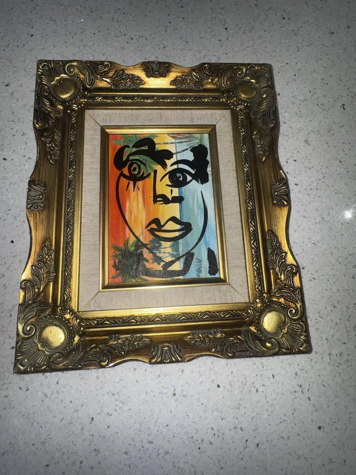 "Pintura sobre lienzo de calidad PETER KEIL - marco dorado de calidad vintage 11""x12""" Foto 2 de 4