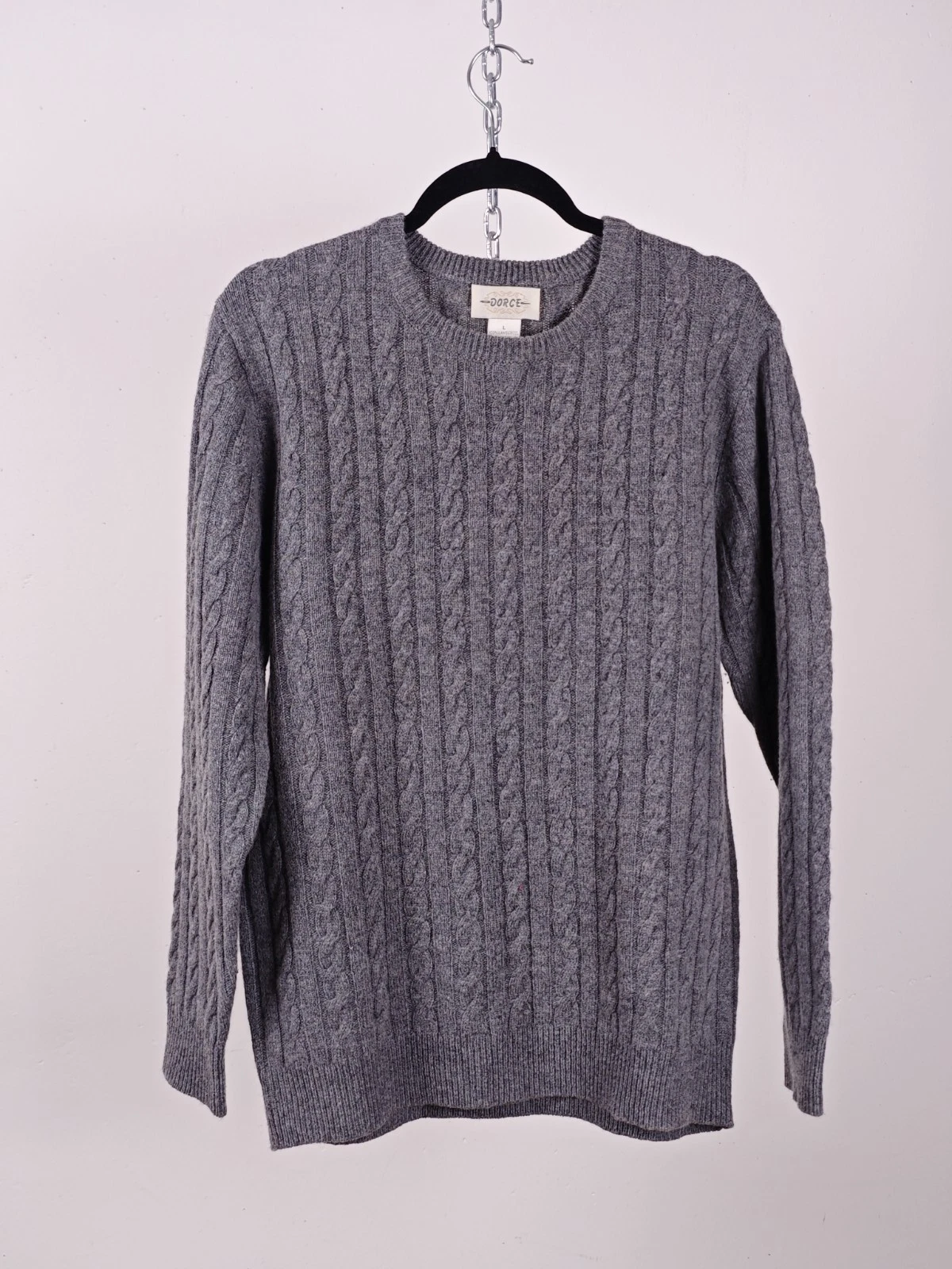 SALE Dorce Cable Knit Lambswool Jumper Grey L