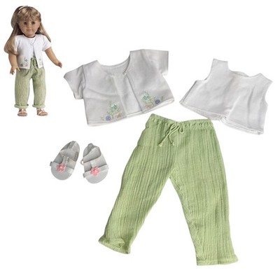 American Girl Breezy Day Outfit Sweater Pant Top Shoes Faux Pearl Sea Embroidery