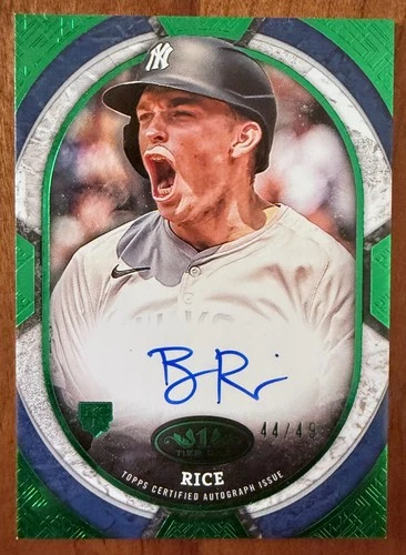 2025 Topps Tier One Ben Rice Shots Green Foil Rookie RC Auto #/49 Yankees