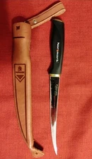 Fiskars Normark 1967 fish fillet knife leather sheath stainless blade Finland
