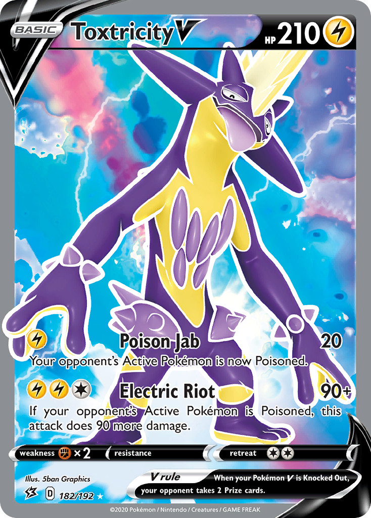 TOXTRICITY V 182/192 ULTRA RARE REBEL CLASH POKEMON HOLO NM