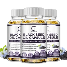 Black Seed Oil Capsules Pure Organic COLD PRESSED Cumin Nigella Sativa 120 Pills