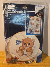 Vintage Vogart Crafts Teddy Bear baby quilt kit #8743G New old stock