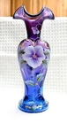 Hand Painted Fenton Evening Vine on Mulberry Blue and Purple Ombré Vase
