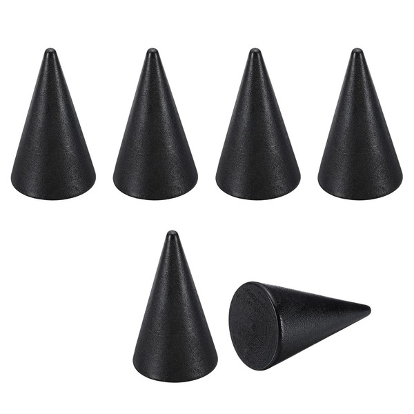 Holzkegel-Ringhalter, 6 StüCk Holz Schmuck Display StäNder, Schwarz (50X29Mm)-image