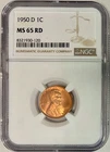 1950-D Lincoln Cent (Wheat Penny), NGC MS-65 RD