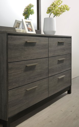 Ioana Antique Grey Wood 6-piece Queen Size Bedroom Set, Dresser, Mirror, 2 Night - Picture 6 of 10