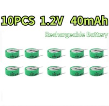 10PCS 40mAH Ni-MH 1.2V Rechargeable Battery With 2 Pins/Tabs For Meter Alarm New