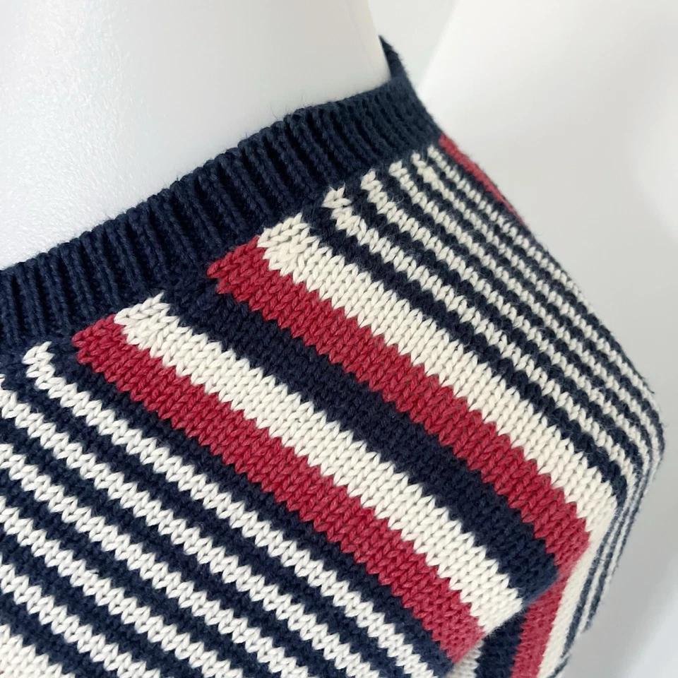 Vintage The Limited Womens Sweater Medium Red White Blue VNeck Cotton Retro 90s - Image 4 of 4