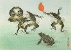 Japanese Art Woodblock Print Repro "Frogs Sumo Wrestling" OHARA KOSON Shin Hanga