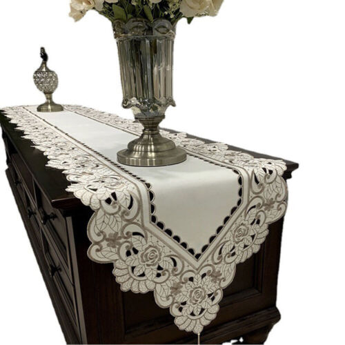 Vintage Embroidery Cutwork Lace Tablecloth Dining Kitchen Table Runner Wedding - Picture 3 of 63
