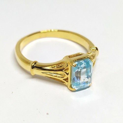 2CT Esmeralda Aguamarina Vintage Compromiso Solitario Anillo 14K Amarillo Oro - Imagen 5 de 6