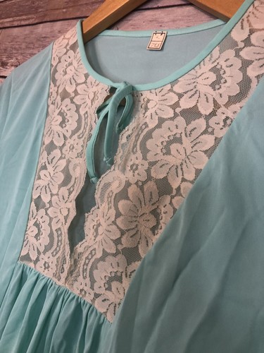 VINTAGE PHILMAID Mint Green Long Gown Size Large Nylon - Picture 3 of 23