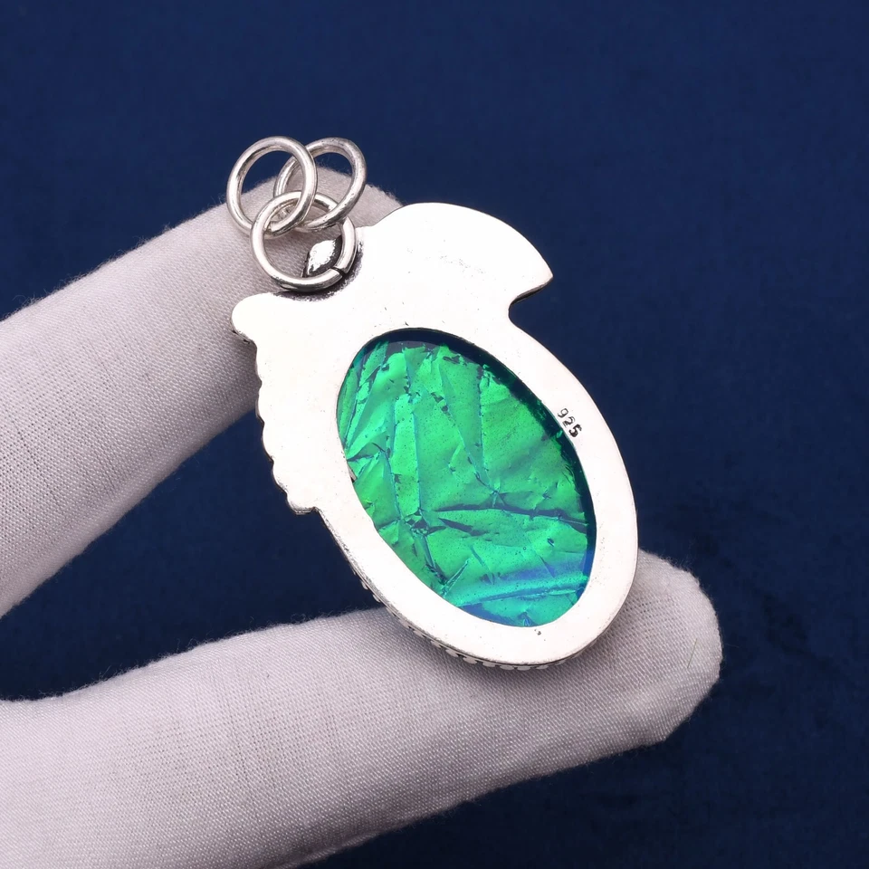 Triplet Fire Opal Gemstone Handmade 925 Sterling Silver Jewelry Pendant 1.89" - Image 3 of 4