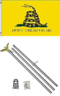 2x3 2'x3' Gadsden Yellow Snake Don't Tread On Me Flag Aluminum Pole Kit Set 