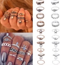 BRAND NEW IN PACKAGING Gold or Silver Fashion Boho Midi Ring Set - 10 Per Set