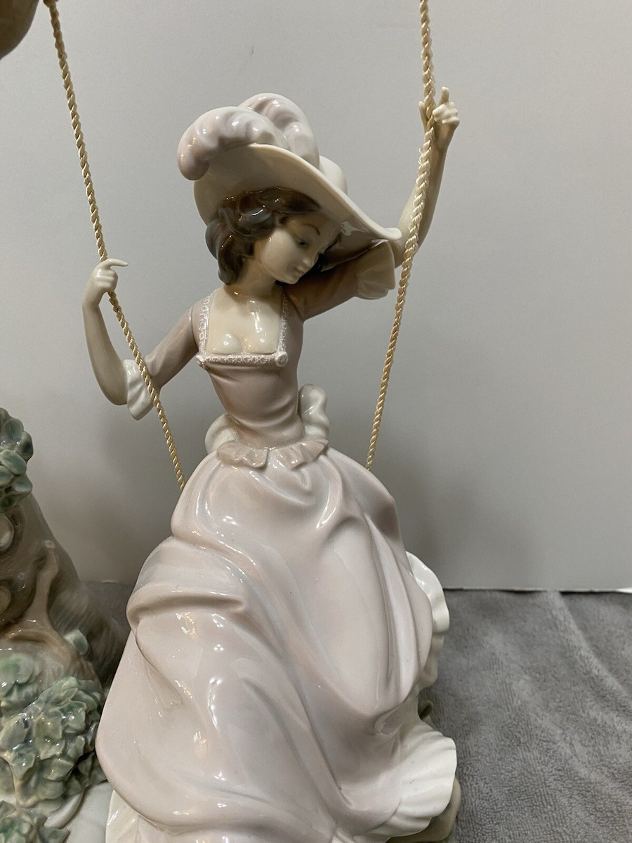 Vintage Lladro Victorian Girl on Swing 1296 Figurine