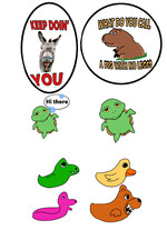 8-Sticker Set CREATURE Animal Theme Decal Funny Lot Pack Phone Decoration Laptop
