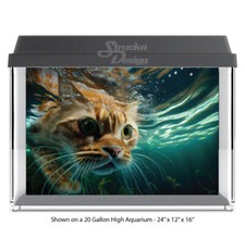 Green Plants Orange Cat Polyester Fish Tank Glass Backdrop Aquarium Background