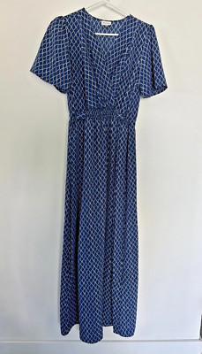 Yarn & Sea blue and white short sleeve maxi dress women s S