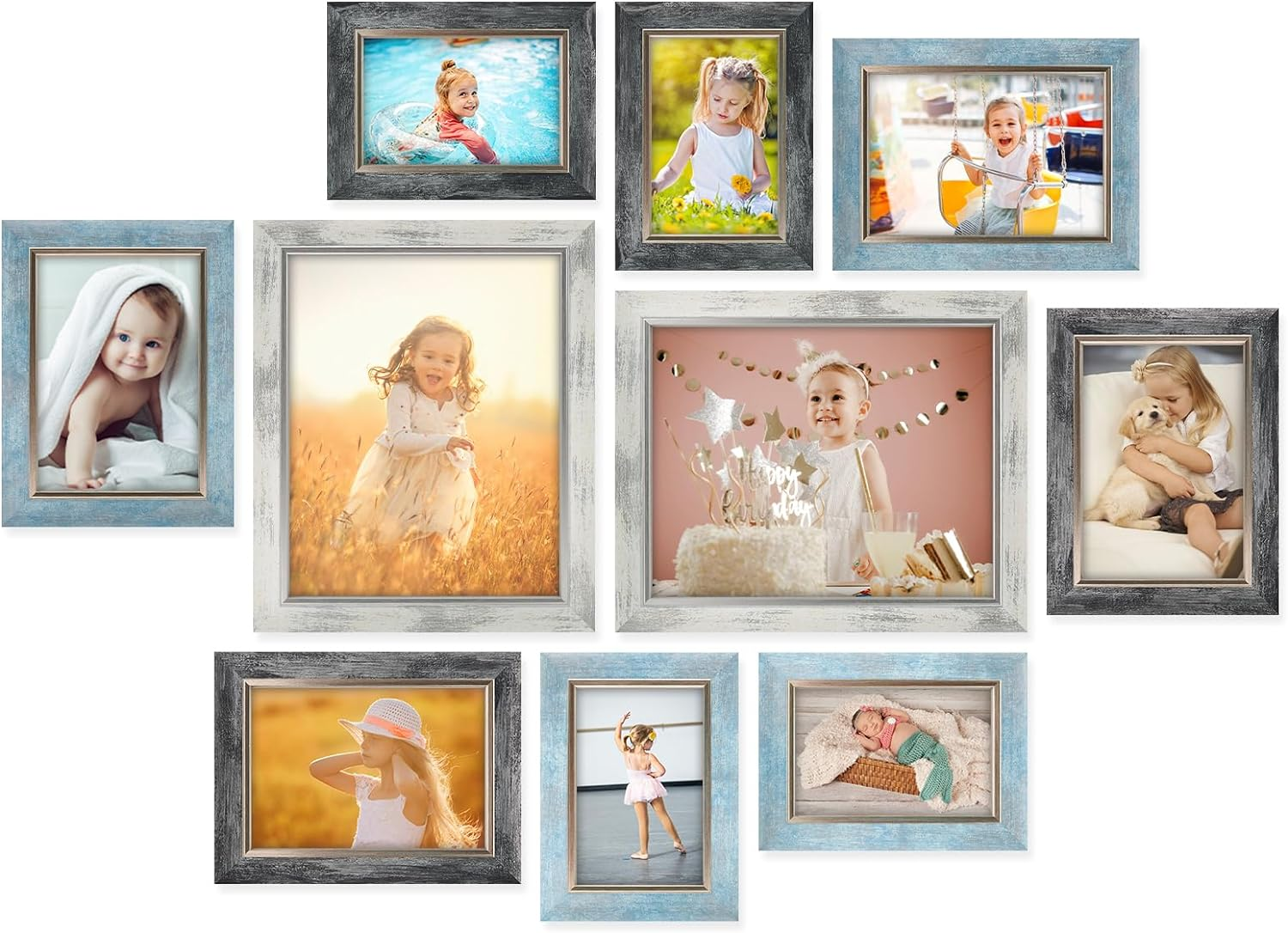 Picture Frames 10 Pack Collage Gallery Wall Decor Set with 4X6 5X7 8X10 Photo Fr-image