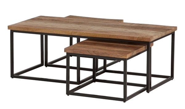 Nijwie Casa Couchtisch Set Tischset Wohnzimmer Industrial Retro Mangoholz-image
