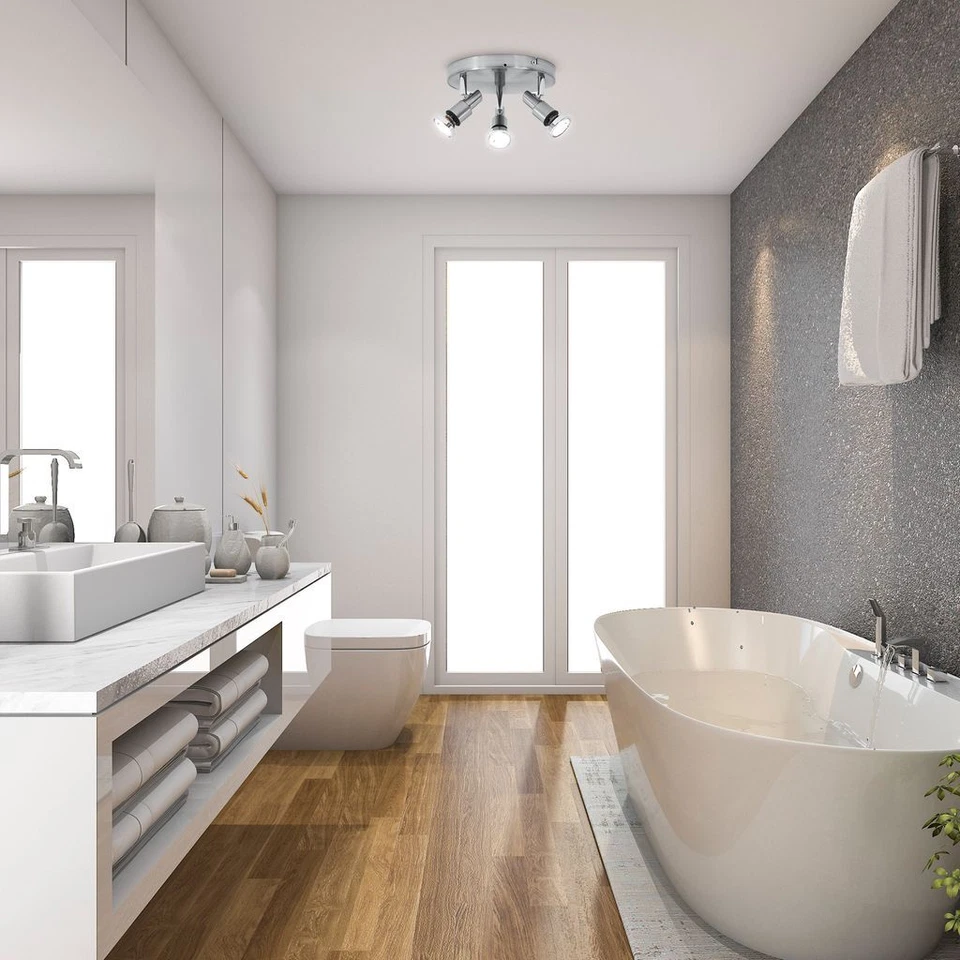 LED Decken-Strahler Badlampe IP44 Badezimmer 3-flammig Decken-Spot Leuchte Lampe - Bild 4 von 4