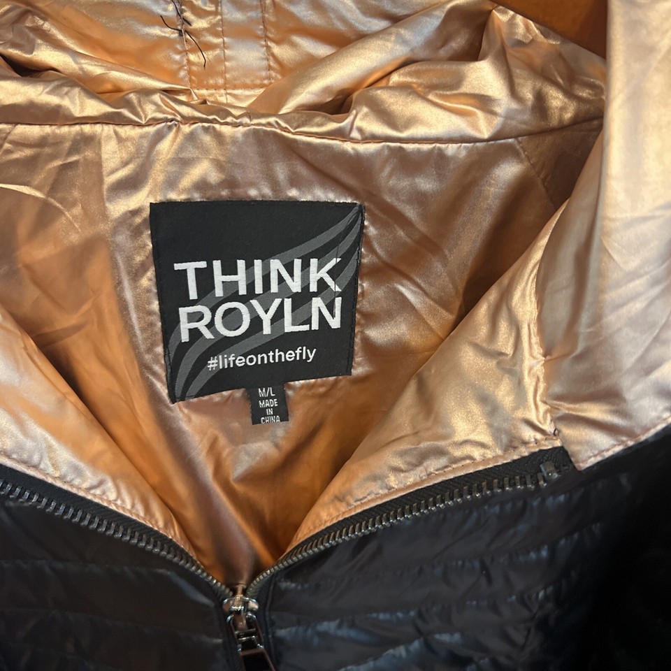 Think Rolyn Quilted Ponco- Black/ Copper- Size M/L | eBay