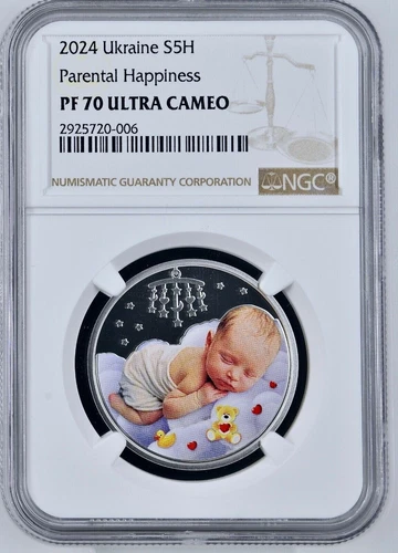 Ukraine Silver Coin "Parental Happiness", 1/2 Oz 2024 NGC PF70