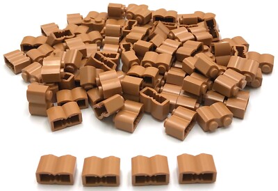 Lego 100 New Medium Nougat Bricks Building Blocks Modified 1 x 2 w/ Log Pieces
