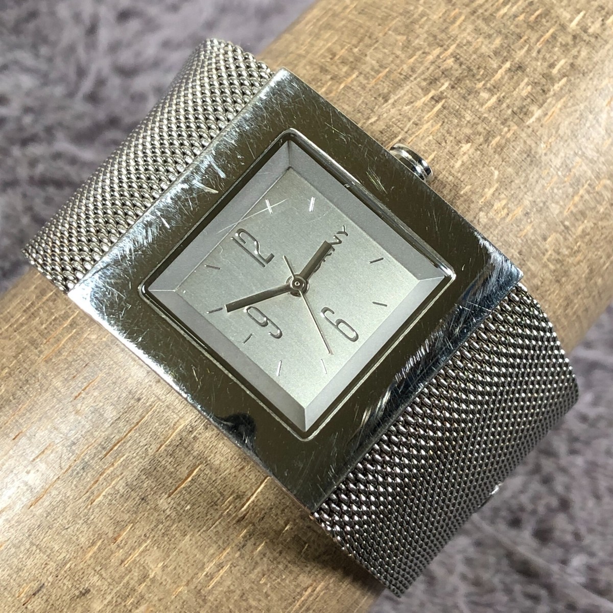 DKNY Women NY-3329 Silver Mesh Band Square Stainless Steel 