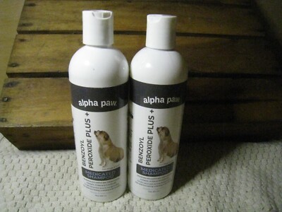 2x Alpha Paw Benzoyl Peroxide Plus Medicated Shampoo For Dogs Cats 11/2024 12oz
