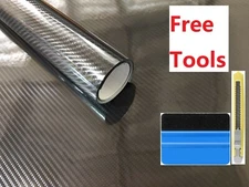 7D Premium Super Gloss Black Carbon Fiber Vinyl Wrap Bubble Free Air Release