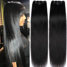Long Virgin Human Hair Extensions Weft STRAIGHT WAVY 3Bundles 300g Weaves 100g
