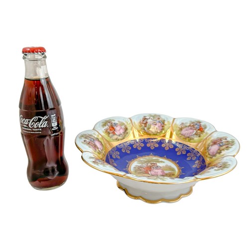Large Josef Kuba vintage fluted bowl, Fragonard courting couples, Karslbad - Picture 8 of 17