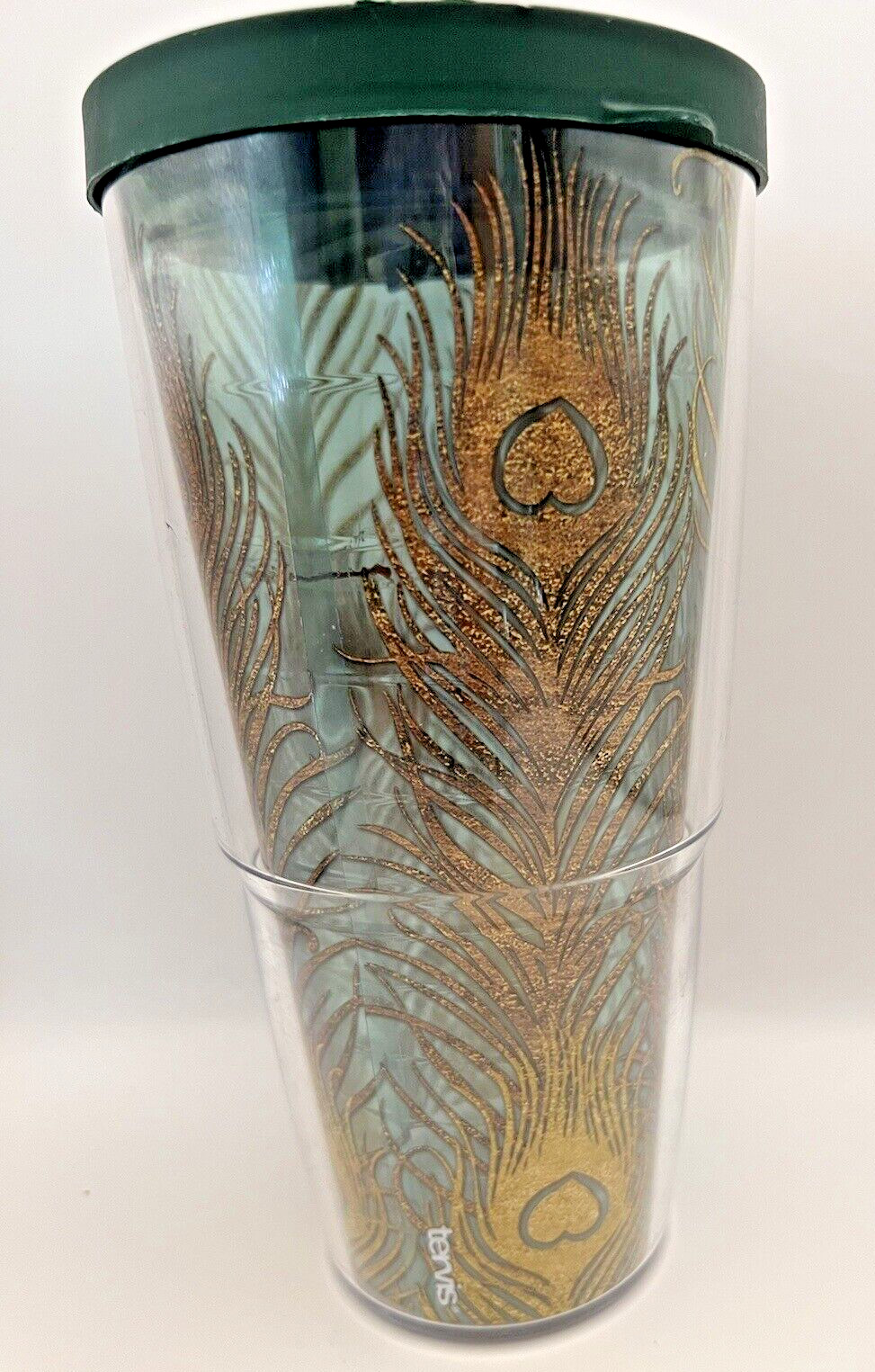 Tervis Double Wall Cup Tumbler Gold Green Cup 24 oz Lid Feat