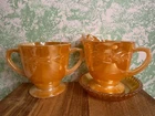 Vintage Anchor Hocking Fire King Peach Lustre Creamer and Sugar Set No Saucer