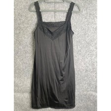 Black Mini Slip Dress Lace Trim Lingerie Party Cocktail Clubwear 36