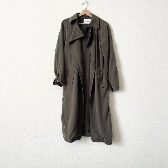 Aritzia Babaton SMALL Lawson open trench coat in green | eBay